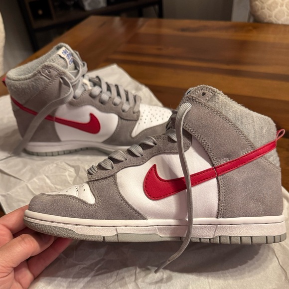 Nike Dunk High Light Smoke Grey Gym Red size 4.5Y - Picture 3 of 16